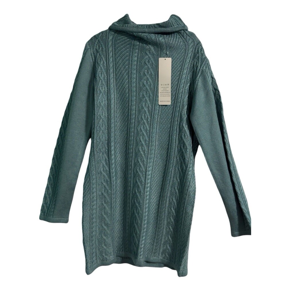 V28 Teal Cable Knit Longline Cardigan Sweater XL